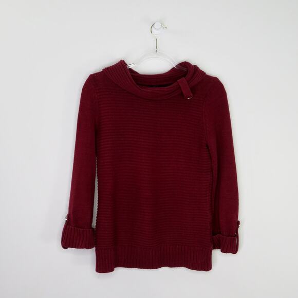 Jones New York Wine Red Shrug Neck Sweater Knit Cozycore Small Chic - Picture 3 of 7